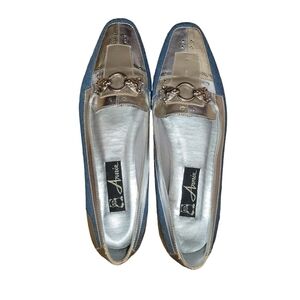 Annie Jean Fabric and Gold Metallic Shoes 8.5